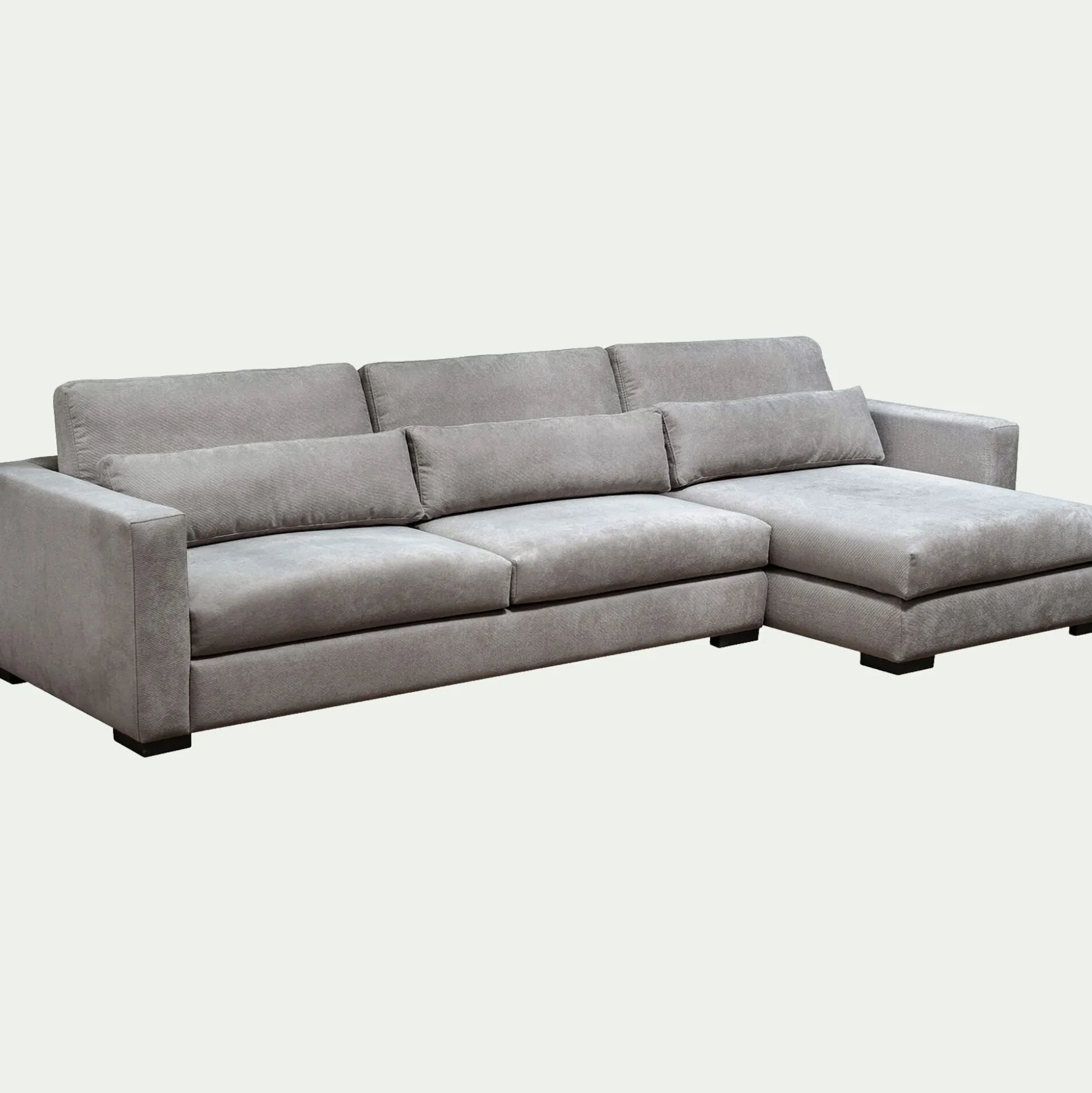 Canapé petit angle chaise longue droite fixe en tissu Bloq - gris