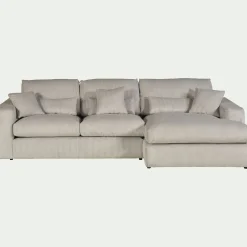 Canapé petit angle droit fixe en velours côtelé sastel - beige roucas