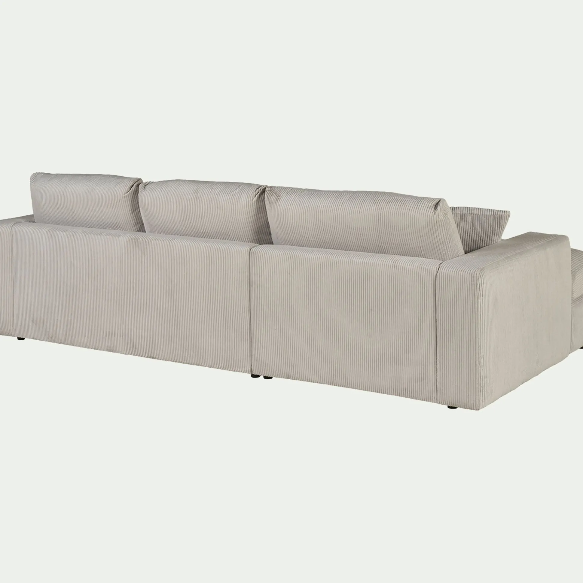 Canapé petit angle droit fixe en velours côtelé sastel - beige roucas