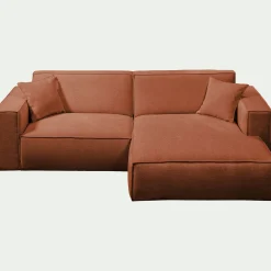 Canapé petit angle droit fixe en tissu genesis - brun rustrel