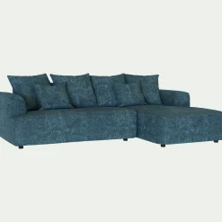 Canapé petit angle droit fixe en tissu Genesis - bleu figuerolles