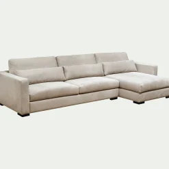 Canapé petit angle droit fixe en tissu Bloq - beige roucas