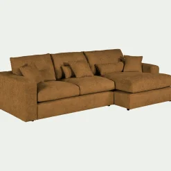 Canapé petit angle droit fixe en tissu chenille benjo - jaune argan