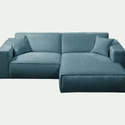 Canapé petit angle droit fixe en tissu genesis - bleu