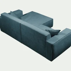 Canapé petit angle droit fixe en tissu genesis - bleu