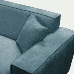 Canapé petit angle droit fixe en tissu genesis - bleu