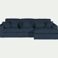 Canapé petit angle droit fixe en tissu côtelé bita - bleu calabrun