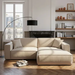 Canapé petit angle droit fixe en tissu Genesis - beige