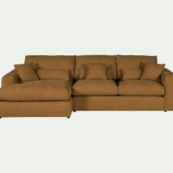 Canapé petit angle gauche fixe en tissu chenille benjo - jaune argan