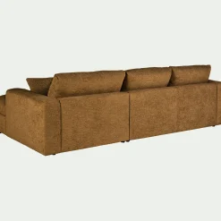 Canapé petit angle gauche fixe en tissu chenille benjo - jaune argan