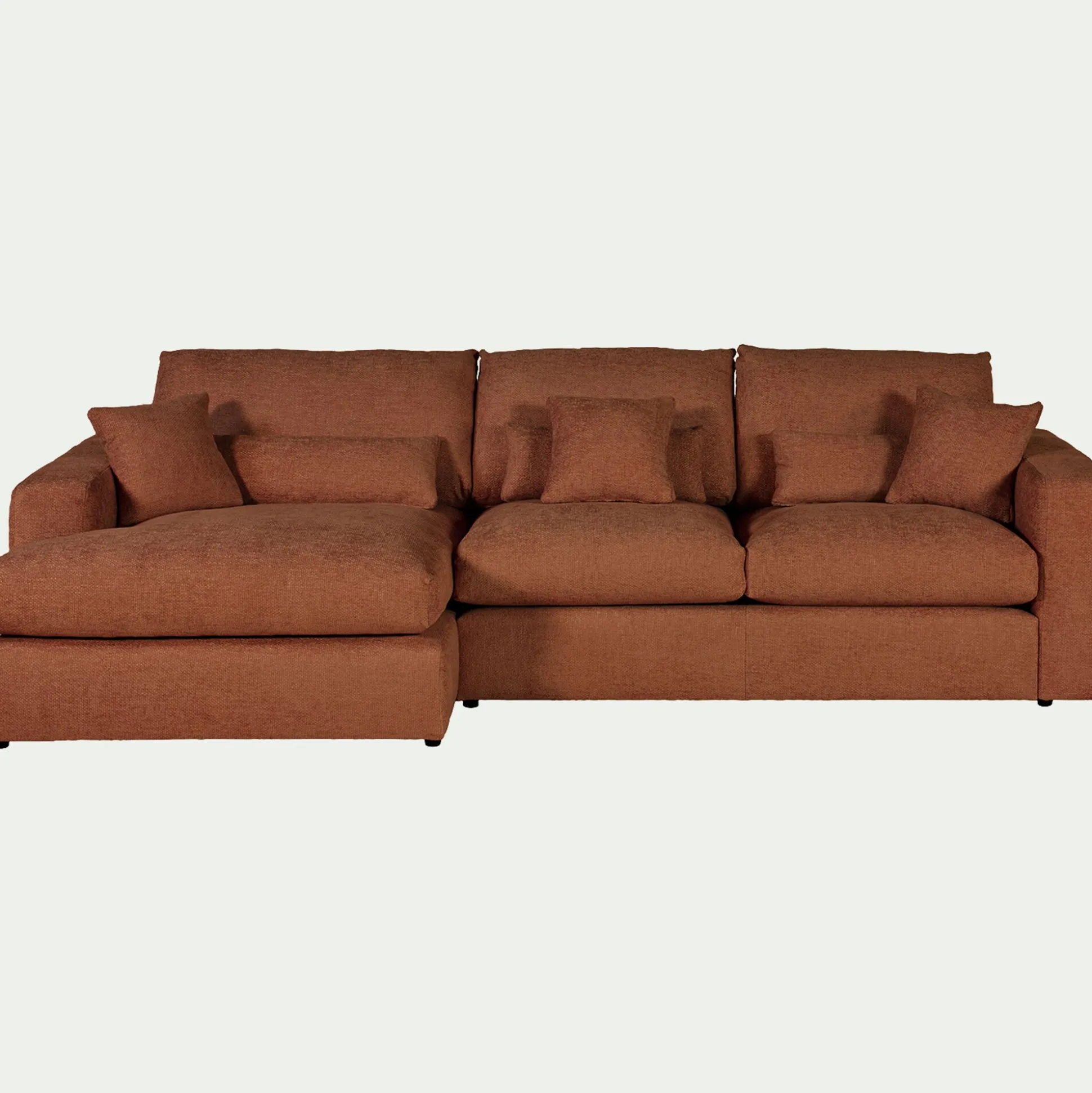 Canapé petit angle gauche fixe en tissu chenille benjo - brun rustrel