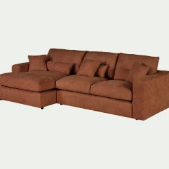 Canapé petit angle gauche fixe en tissu chenille benjo - brun rustrel