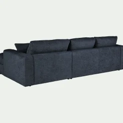 Canapé petit angle gauche fixe en tissu chenille benjo - bleu marine