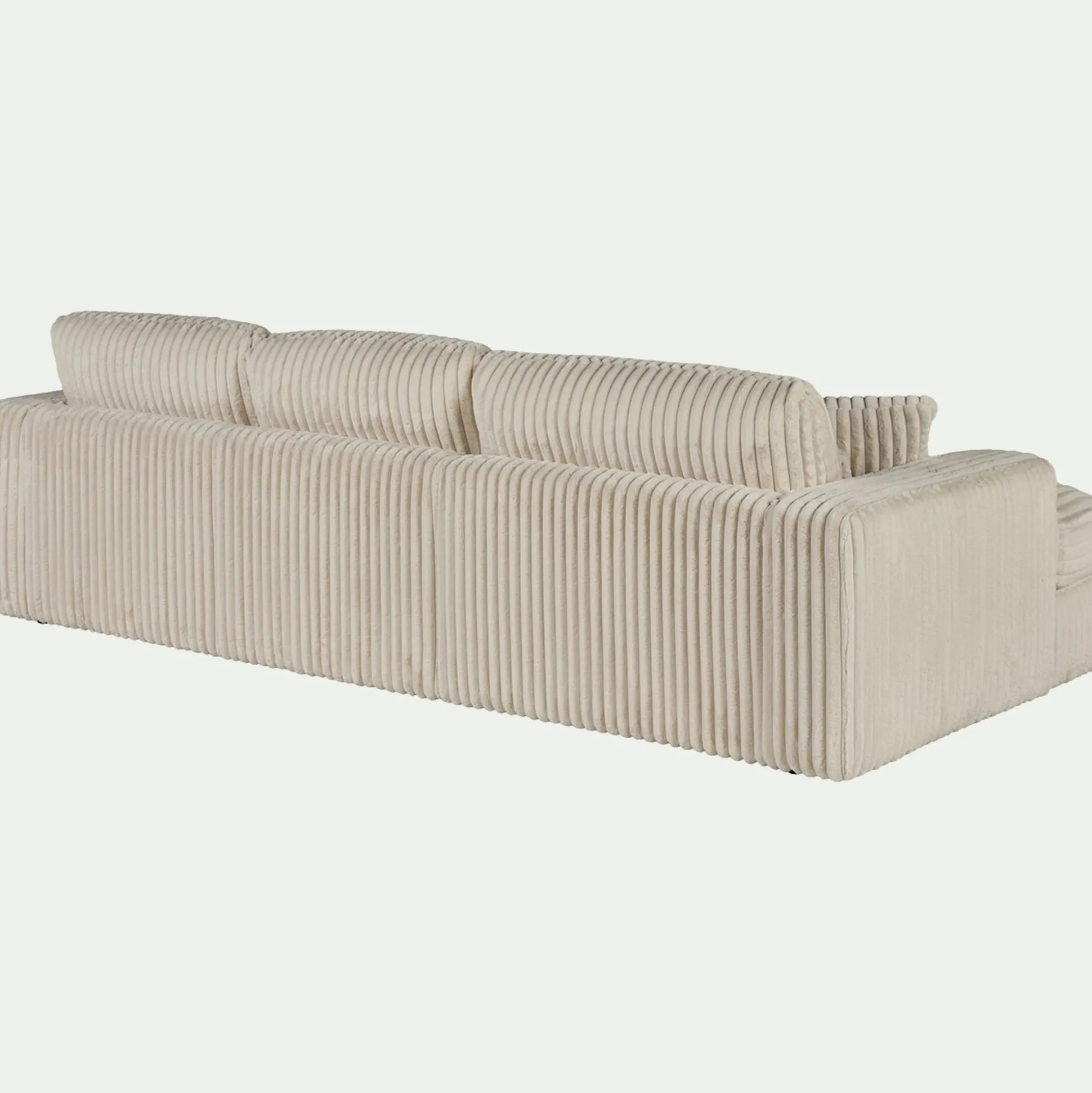 Canapé petit angle gauche fixe en tissu côtelé bita - blanc ventoux