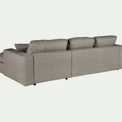 Canapé petit angle gauche fixe en tissu bouclette - gris clair