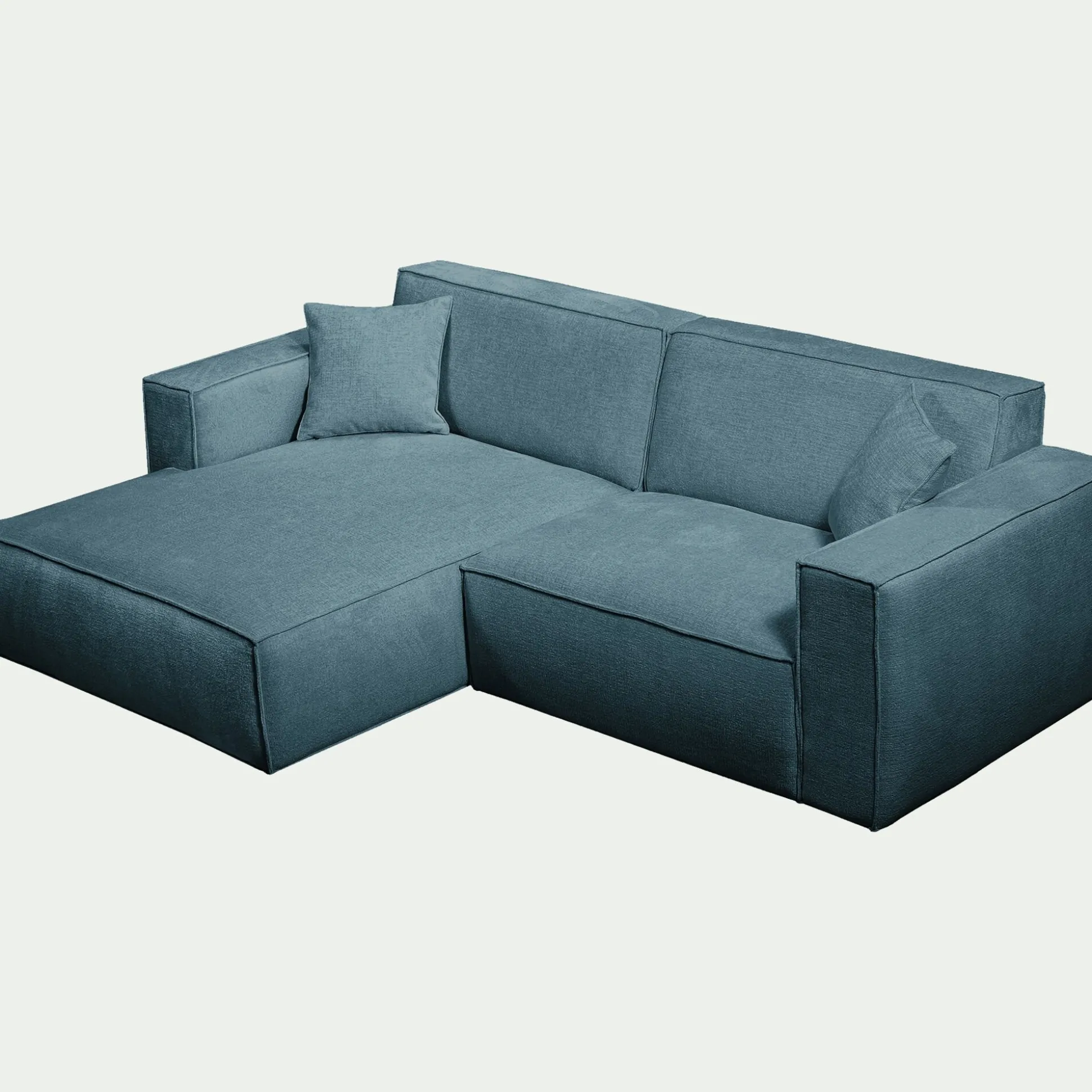 Canapé petit angle gauche fixe en tissu genesis - bleu