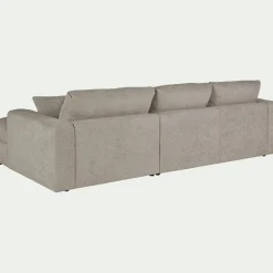 Canapé petit angle gauche fixe en tissu chenille benjo - beige roucas