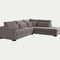 Canapé petit angle méridienne droite fixe en tissu Bloq - gris