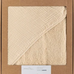 Cape de bain en éponge bio 75x75cm - beige écru