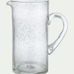 Carafe avec anse en verre bullé 1,1L - transparent