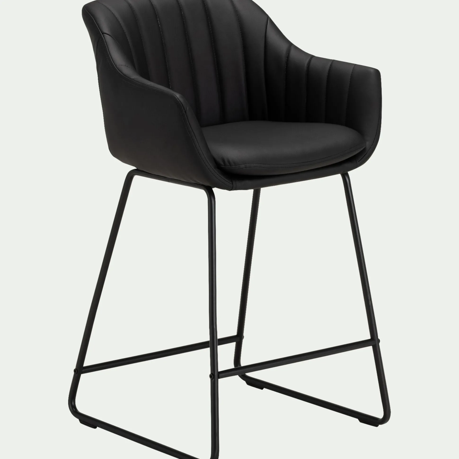 Chaise de bar avec accoudoirs en polyuréthane - noir