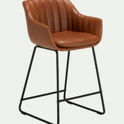 Chaise de bar avec accoudoirs en polyuréthane - marron