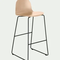 Chaise de bar avec coque en contreplaqué moulé de hêtre - bois clair H66cm