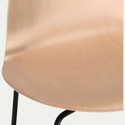 Chaise de bar avec coque en contreplaqué moulé de hêtre - bois clair H66cm