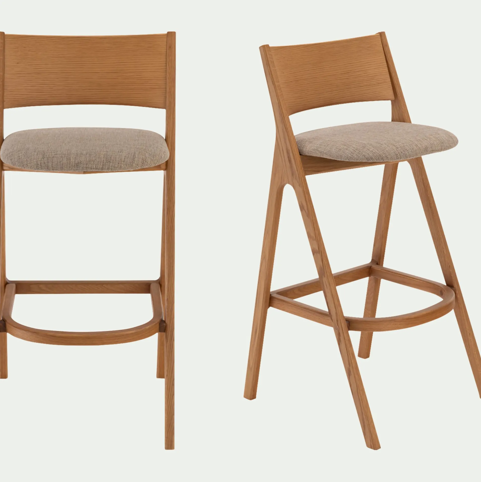 Chaise de bar en chêne et tissu H99cm - gris