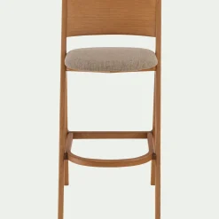 Chaise de bar en chêne et tissu H99cm - gris