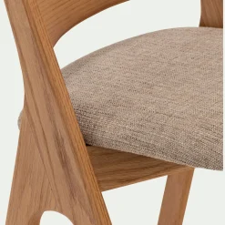 Chaise de bar en chêne et tissu H99cm - gris