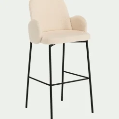 Chaise de bar en tissu bouclette H65cm - blanc