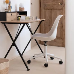 Chaise de bureau dactylo en tissu à roulettes - blanc