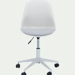 Chaise de bureau dactylo en tissu à roulettes - blanc