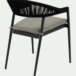 Chaise de jardin avec accoudoirs en aluminium et cordage - noir