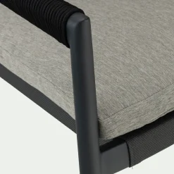 Chaise de jardin avec accoudoirs en aluminium et cordage - noir