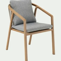Chaise de jardin avec accoudoirs en aluminium effet bois - gris