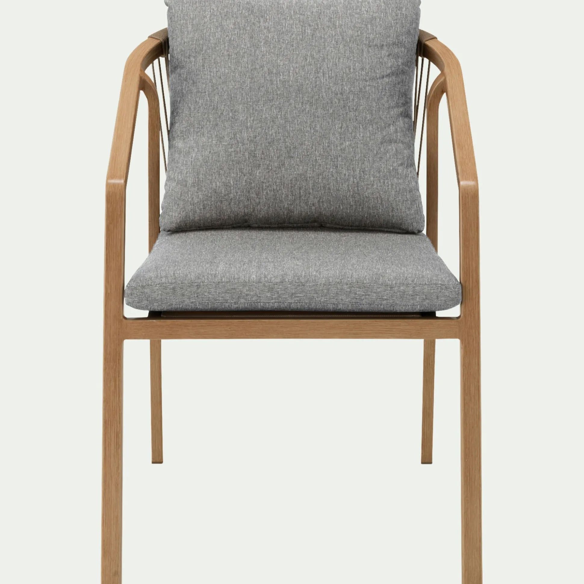 Chaise de jardin avec accoudoirs en aluminium effet bois - gris