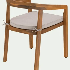 Chaise de jardin avec accoudoirs en acacia avec coussin - bois clair