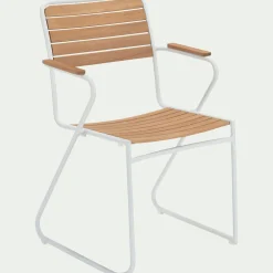 Chaise de jardin avec accoudoirs en aluminium et eucalyptus - blanc