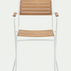 Chaise de jardin avec accoudoirs en aluminium et eucalyptus - blanc