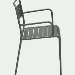 Chaise de jardin avec accoudoirs en acier - vert cèdre