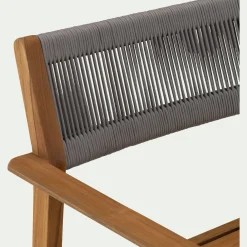 Chaise de jardin avec accoudoirs en teck FSC et cordage - bois clair