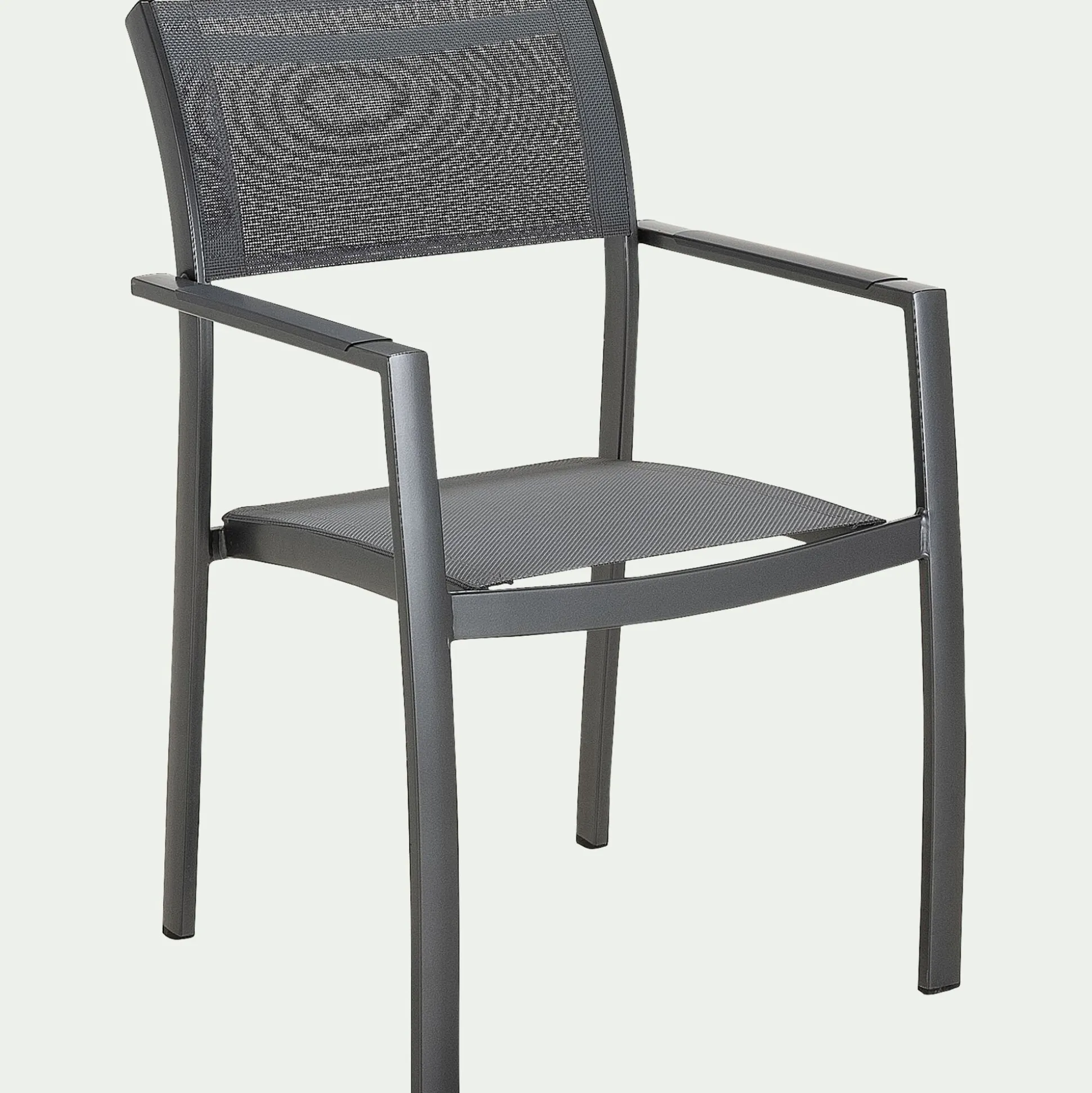 Chaise de jardin avec accoudoirs en aluminium et textilène - gris
