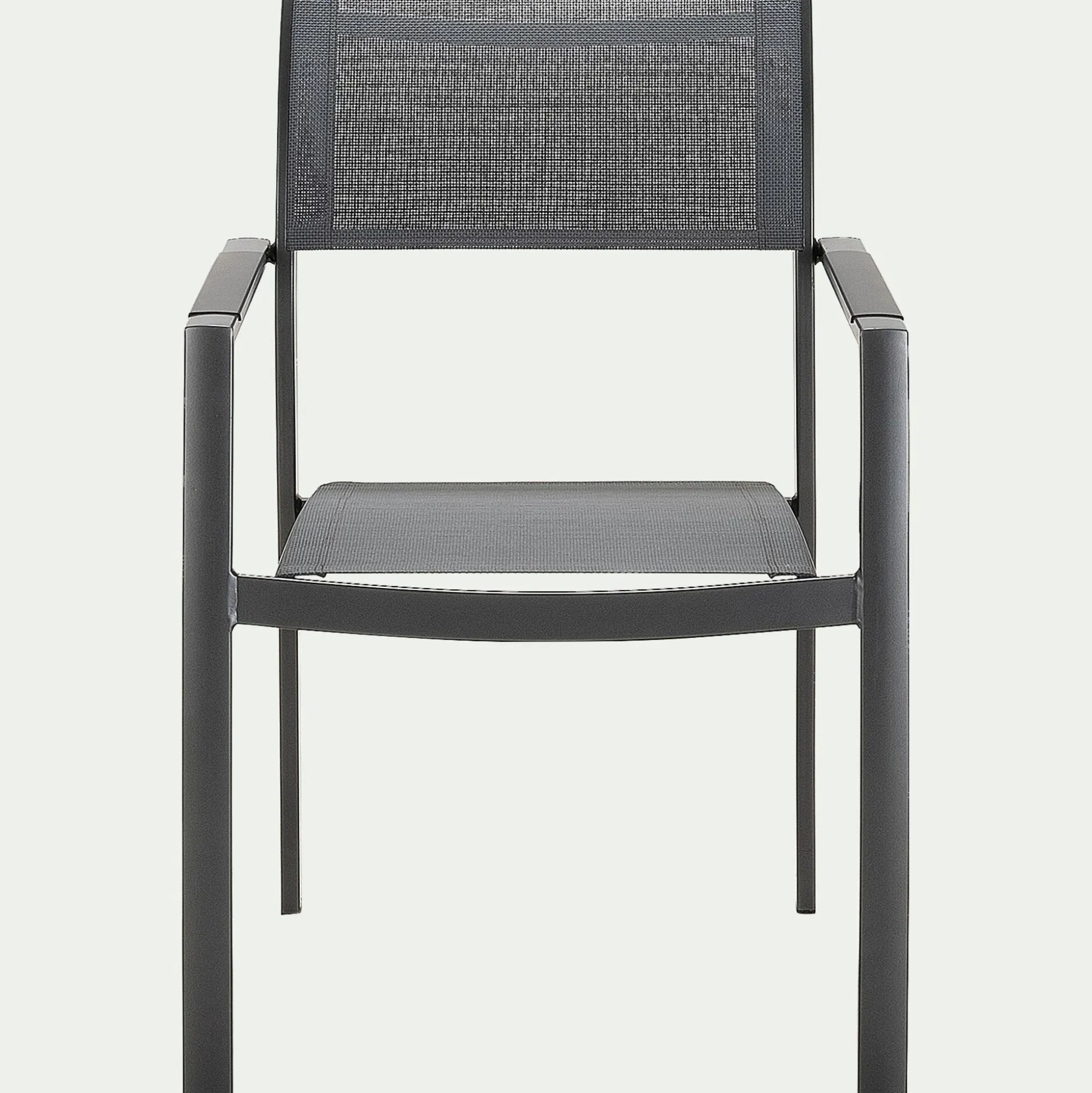 Chaise de jardin avec accoudoirs en aluminium et textilène - gris