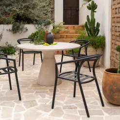 Chaise de jardin avec accoudoirs en aluminium - noir