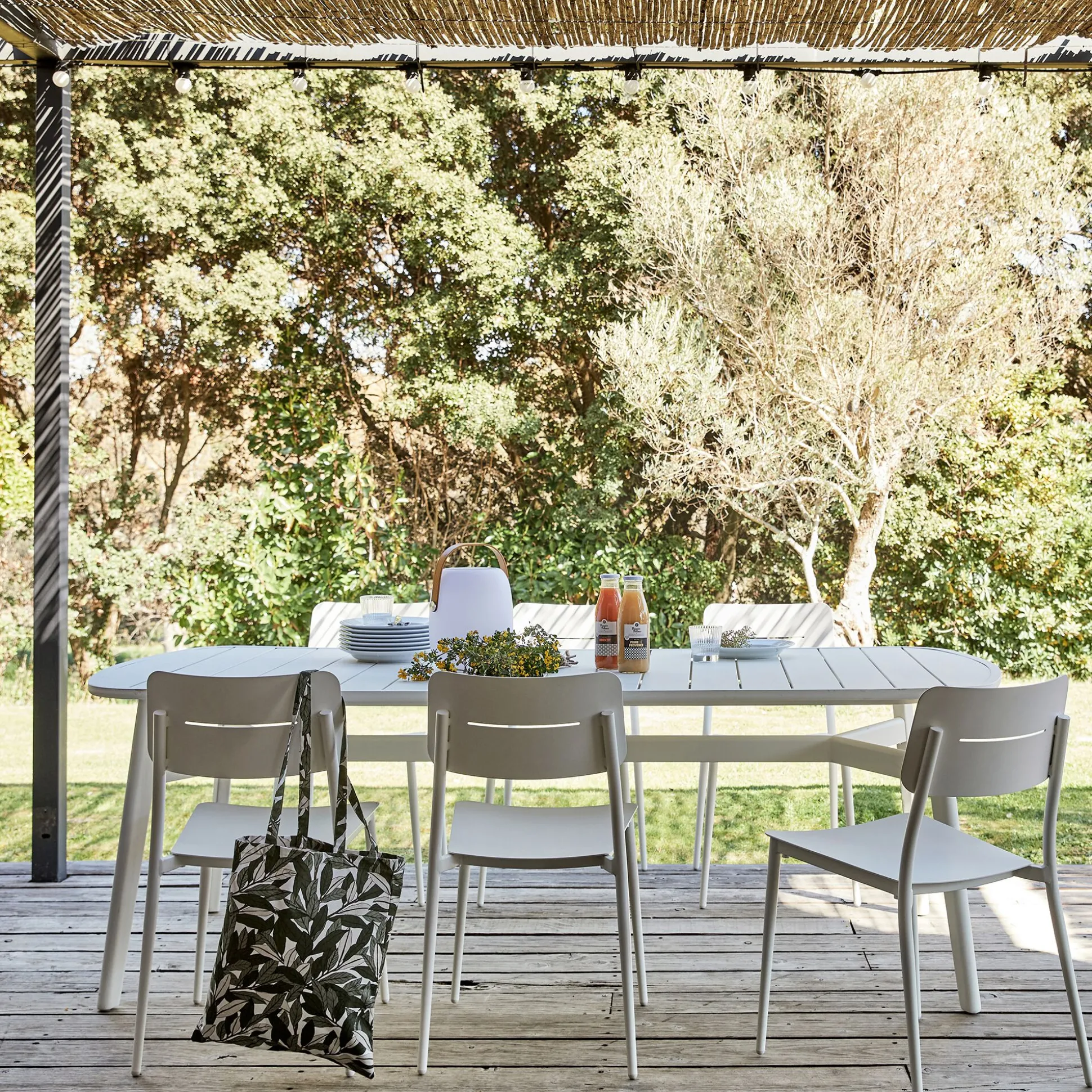 Chaise de jardin empilable en aluminium - blanc