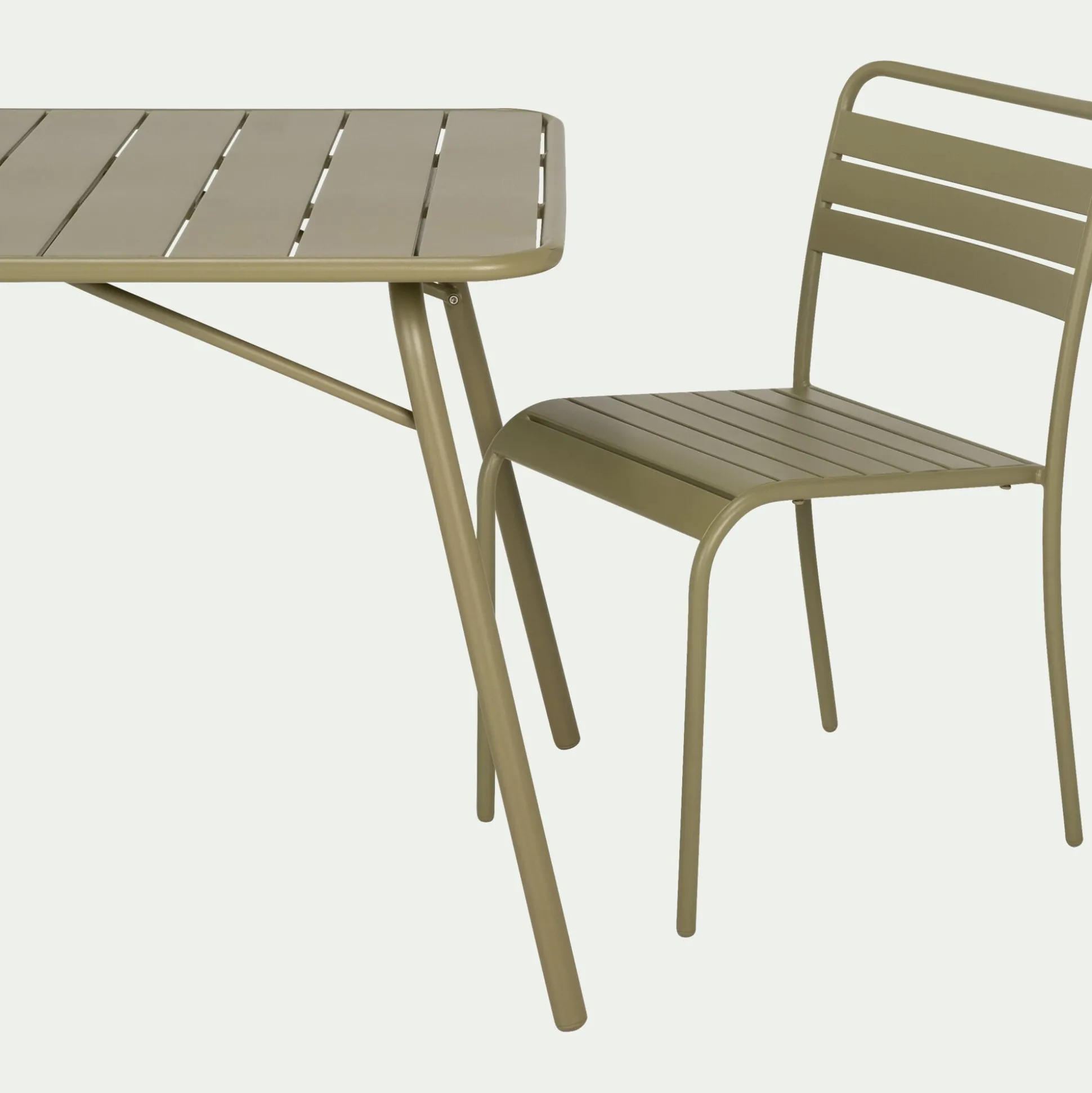 Chaise de jardin empilable en acier - vert kaki