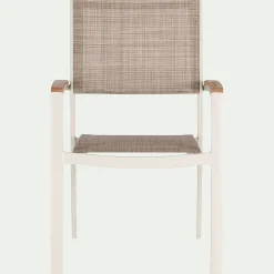 Chaise de jardin empilable avec accoudoirs en aluminium - blanc écru
