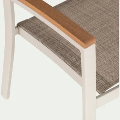 Chaise de jardin empilable avec accoudoirs en aluminium - blanc écru